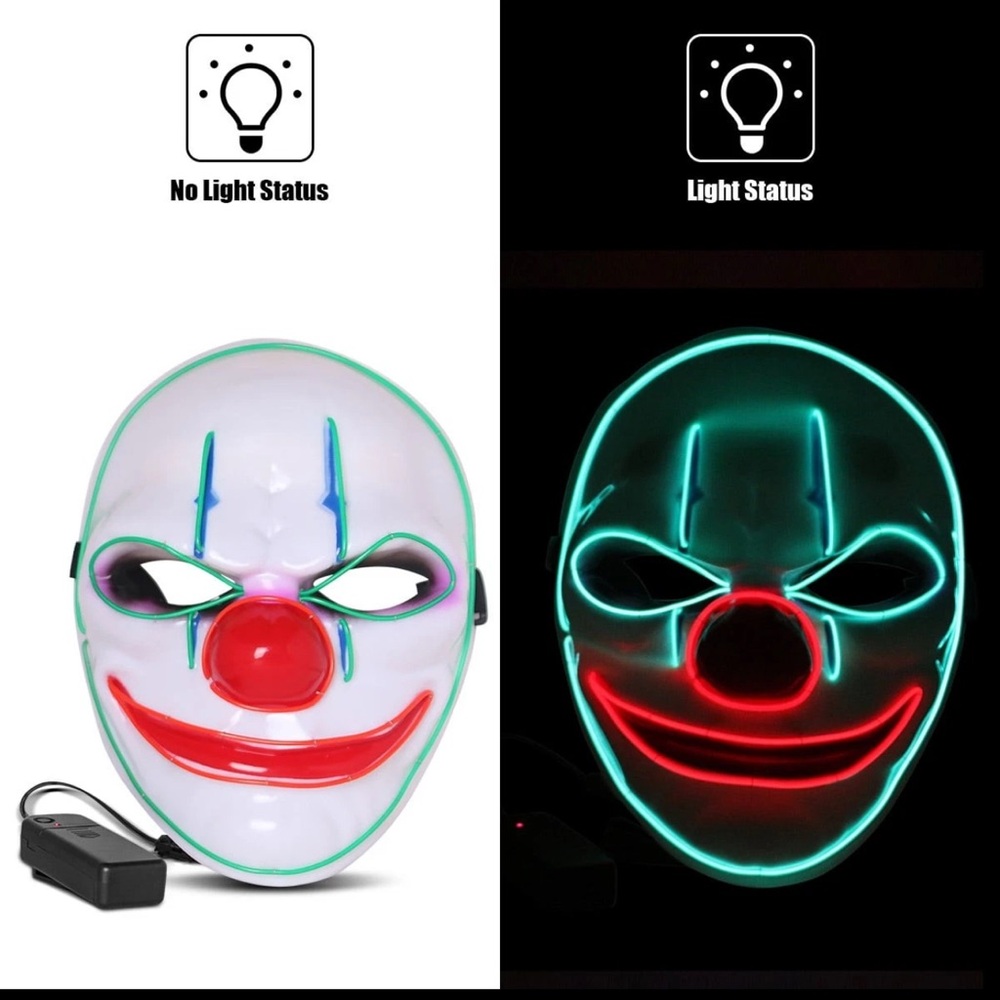 Creatimachi LED Halloween Horror Mask With LED Gloves